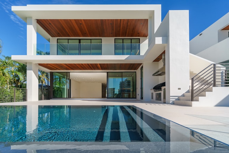Modern residential property with a pool, representing the property management platform in development